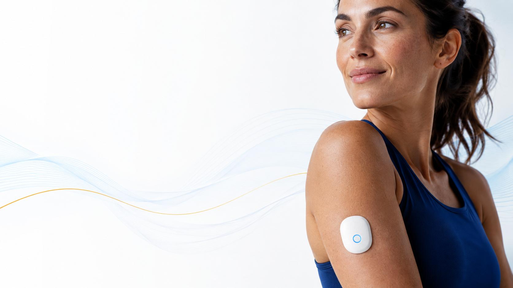 Concept image of a slim Gluviora wearable on an upper arm